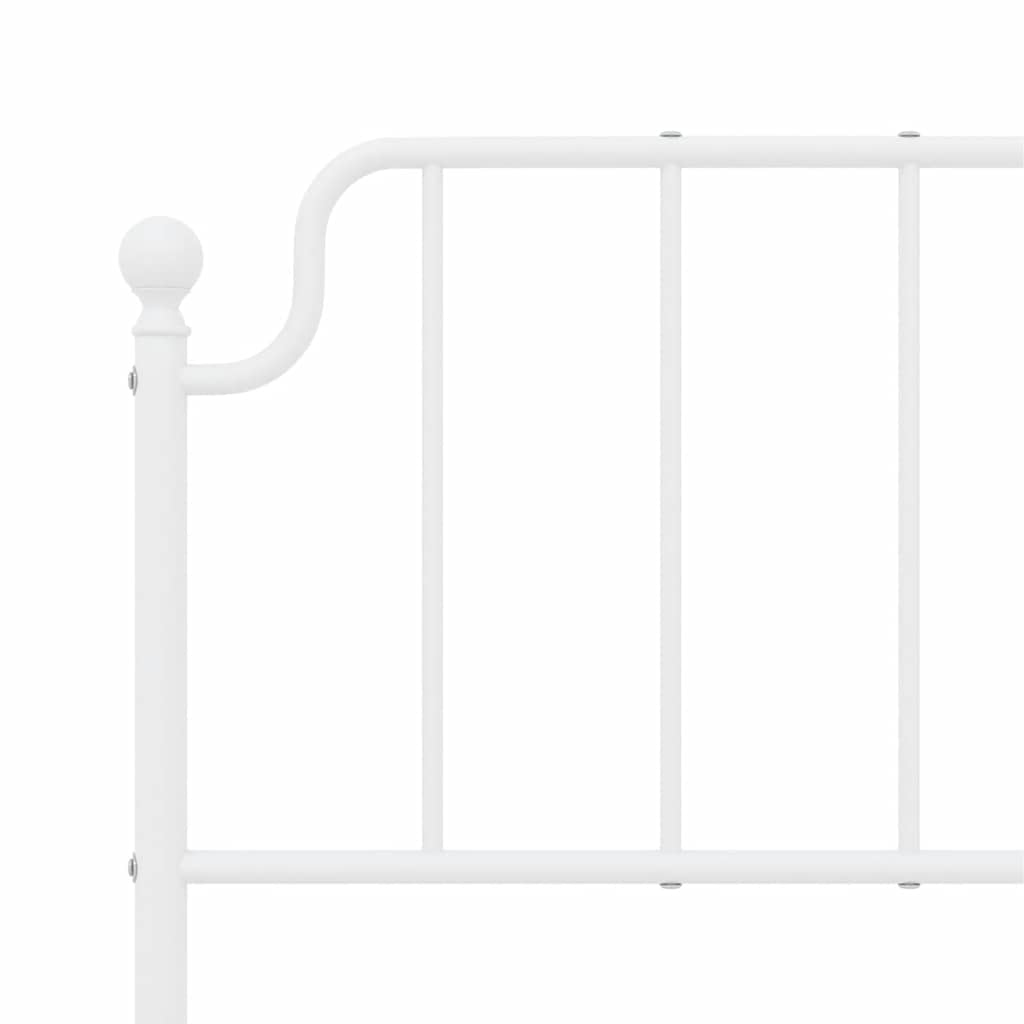 Estrutura de cama com cabeceira e pés 135x190 cm metal branco