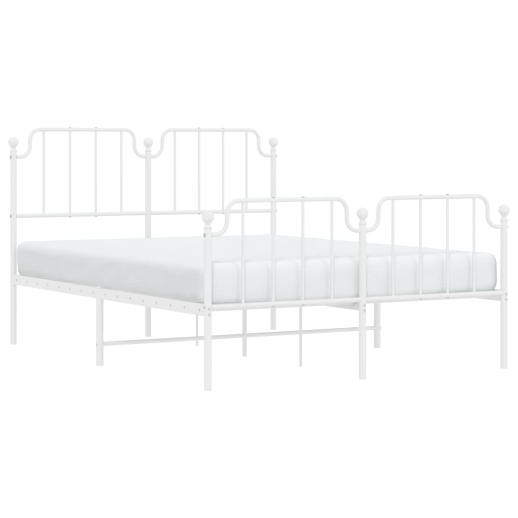 Estrutura de cama com cabeceira e pés 140x190 cm metal branco