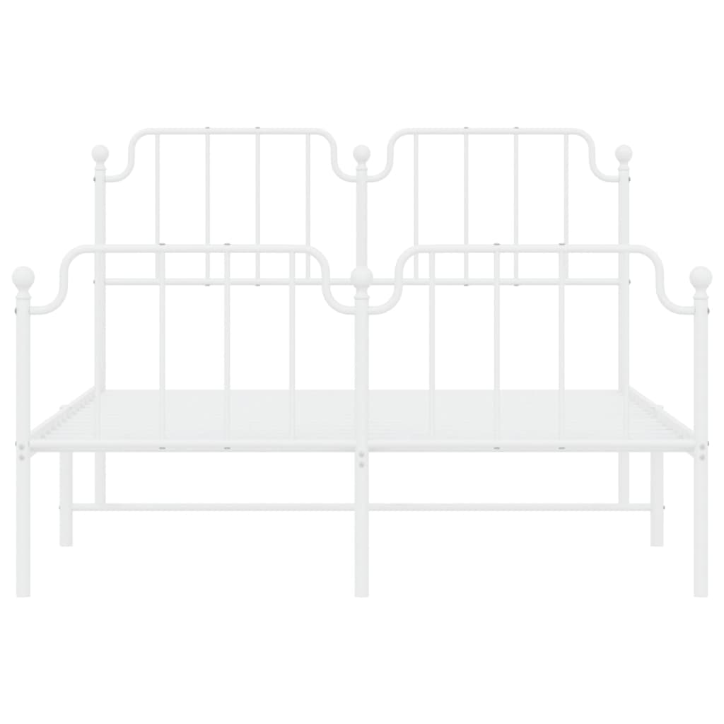 Estrutura de cama com cabeceira e pés 140x190 cm metal branco