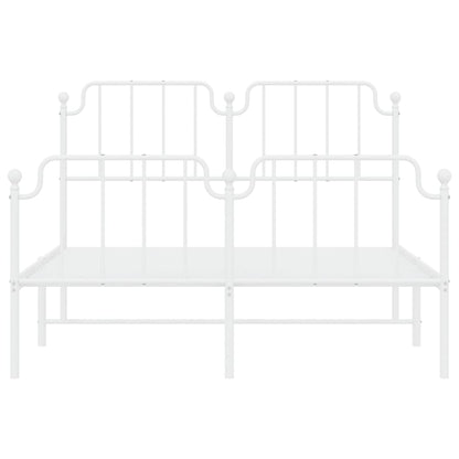 Estrutura de cama com cabeceira e pés 140x190 cm metal branco