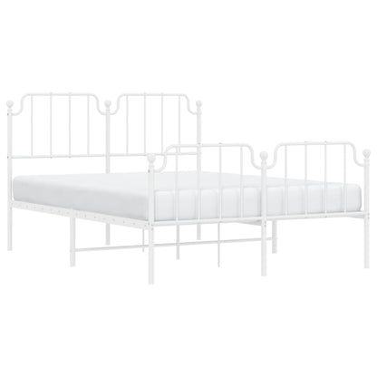 Estrutura de cama com cabeceira e pés 140x200 cm metal branco