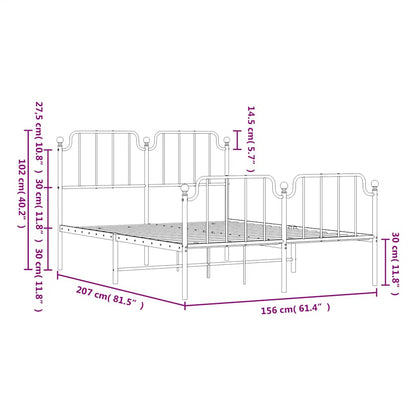 Estrutura de cama com cabeceira e pés 150x200 cm metal branco