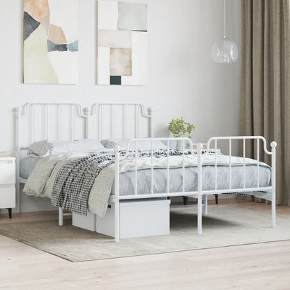 Estrutura de cama com cabeceira e pés 150x200 cm metal branco