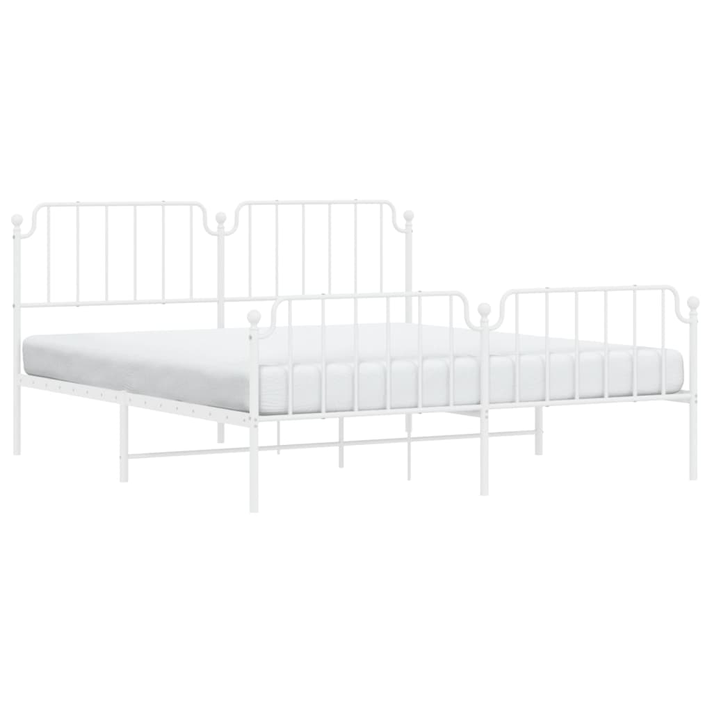 Estrutura de cama com cabeceira e pés 160x200 cm metal branco