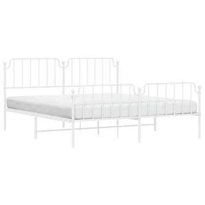 Estrutura de cama com cabeceira e pés 180x200 cm metal branco