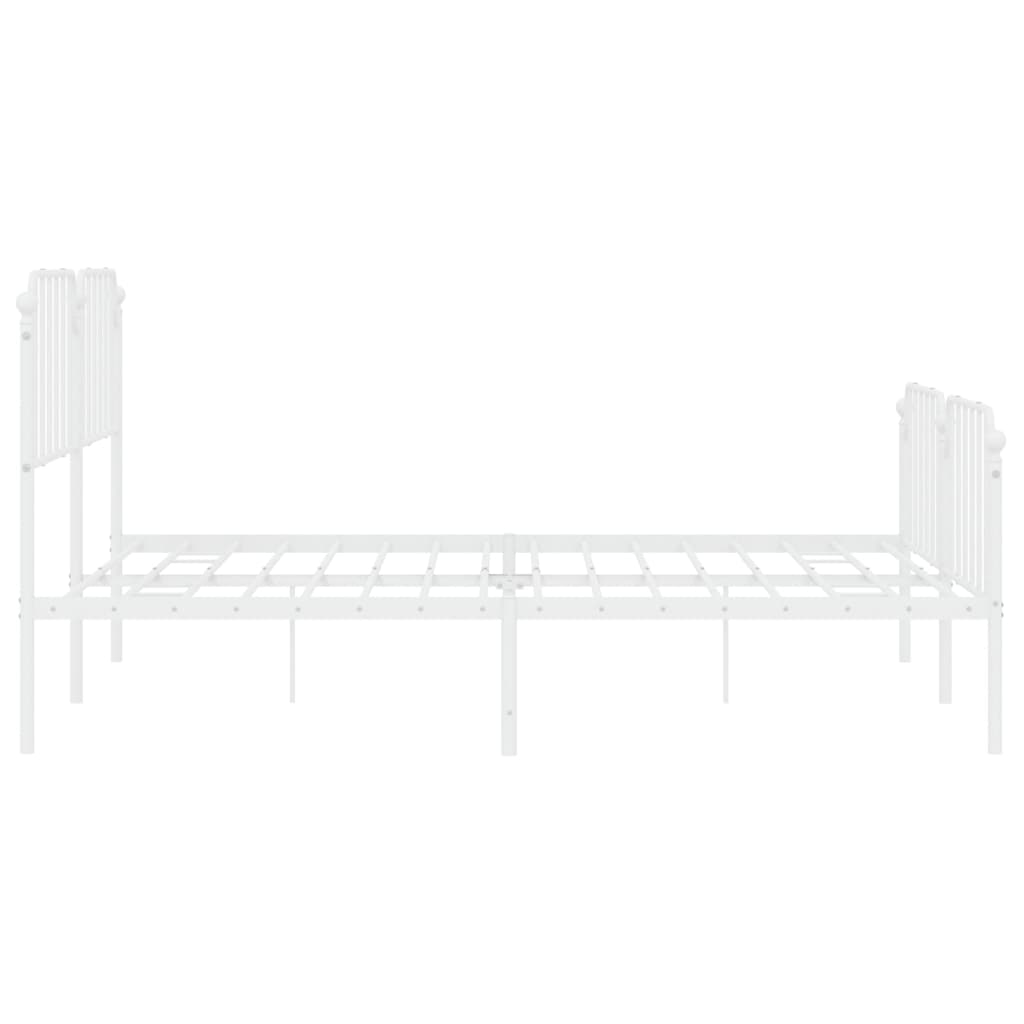 Estrutura de cama com cabeceira e pés 180x200 cm metal branco