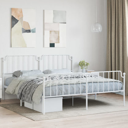 Estrutura de cama com cabeceira e pés 180x200 cm metal branco