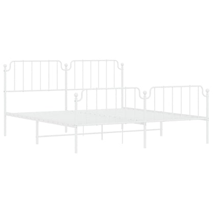 Estrutura de cama com cabeceira e pés 183x213 cm metal branco