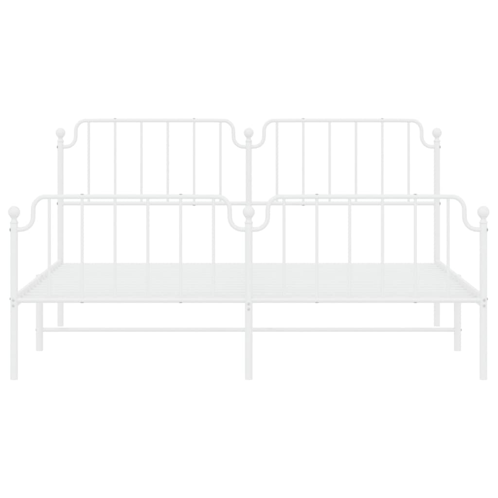 Estrutura de cama com cabeceira e pés 183x213 cm metal branco