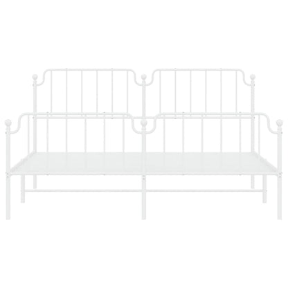 Estrutura de cama com cabeceira e pés 183x213 cm metal branco