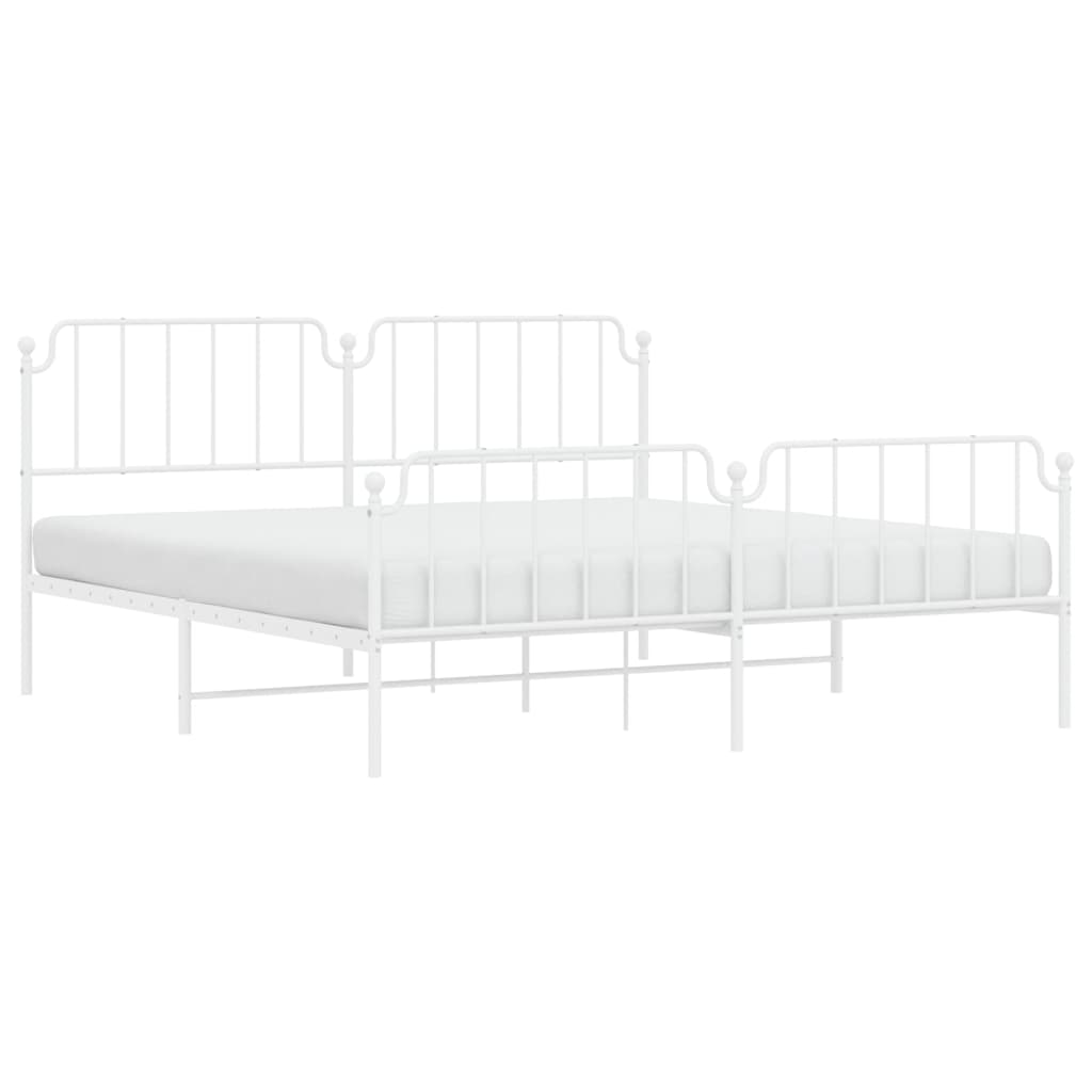 Estrutura de cama com cabeceira e pés 200x200 cm metal branco