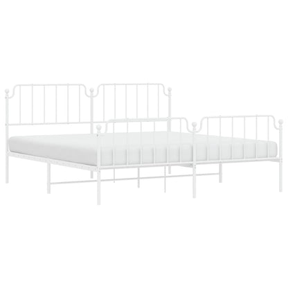 Estrutura de cama com cabeceira e pés 200x200 cm metal branco