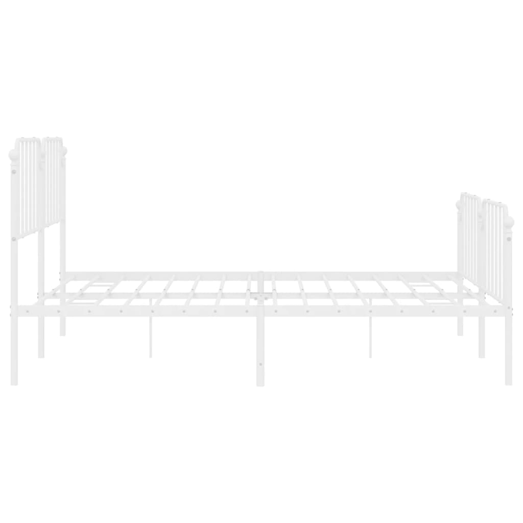 Estrutura de cama com cabeceira e pés 200x200 cm metal branco