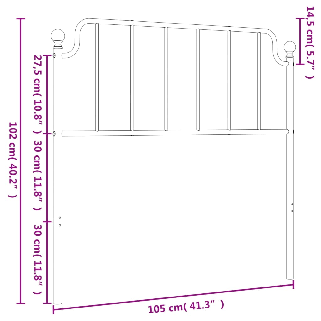 Cabeceira de cama 100 cm metal branco