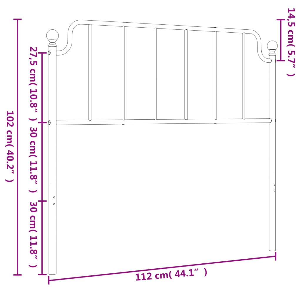 Cabeceira de cama 107 cm metal branco