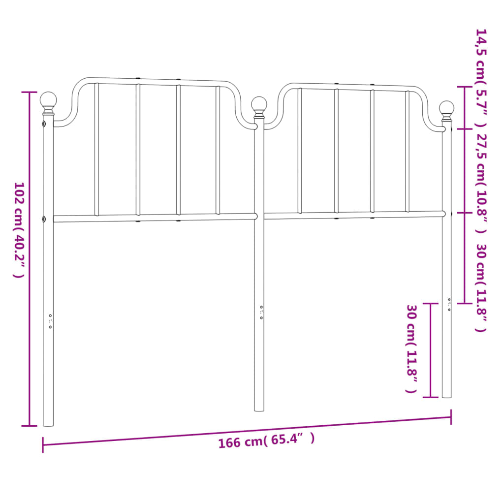 Cabeceira de cama 160 cm metal branco