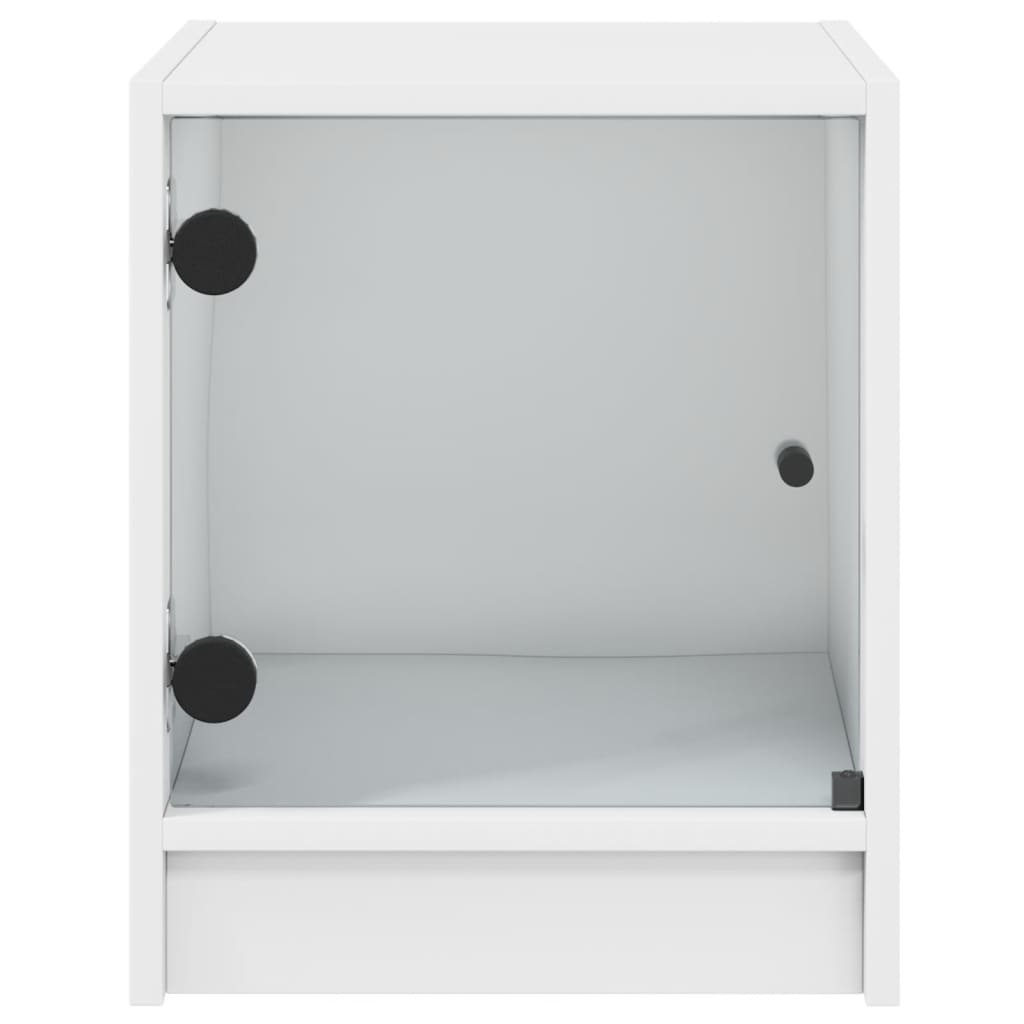 Mesas de cabeceira c/ portas de vidro 2 pcs 35x37x42 cm branco