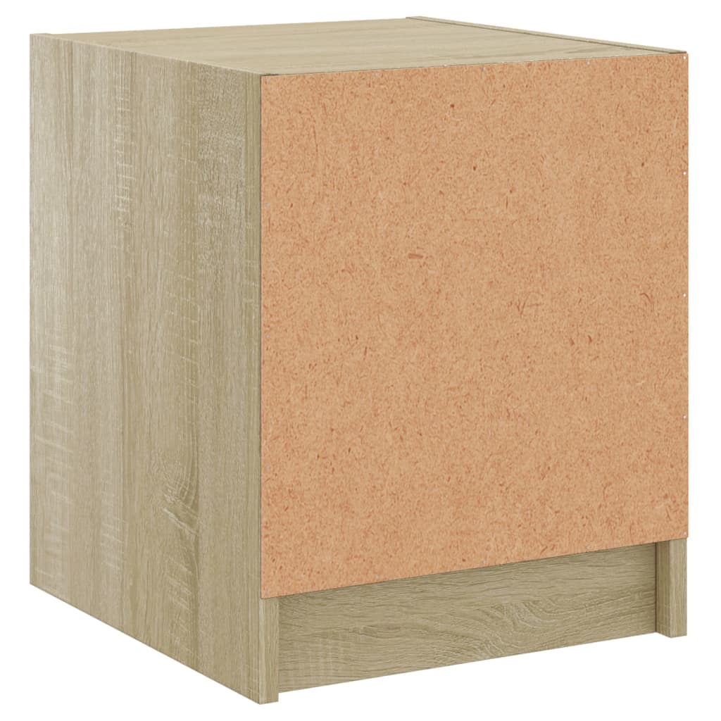 Mesa cabeceira c/ portas vidro 2 pcs 35x37x42cm carvalho sonoma