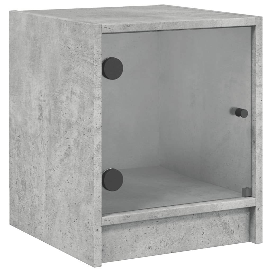 Mesa cabeceira c/ porta vidro 2 pcs 35x37x42cm cinzento cimento