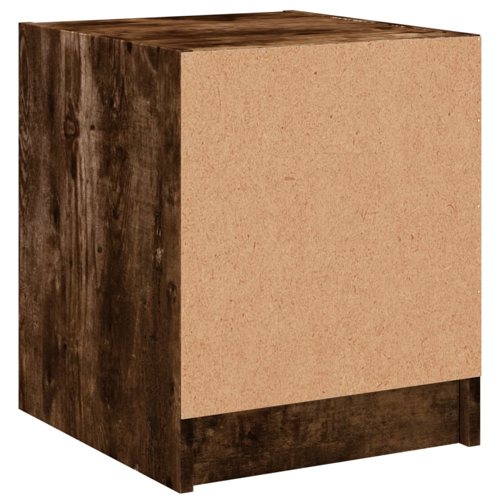 Mesa cabeceira c/ portas vidro 2 pcs 35x37x42cm carvalho fumado