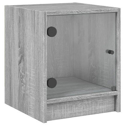 Mesa cabeceira c/ portas vidro 2 pcs 35x37x42cm cinzento sonoma