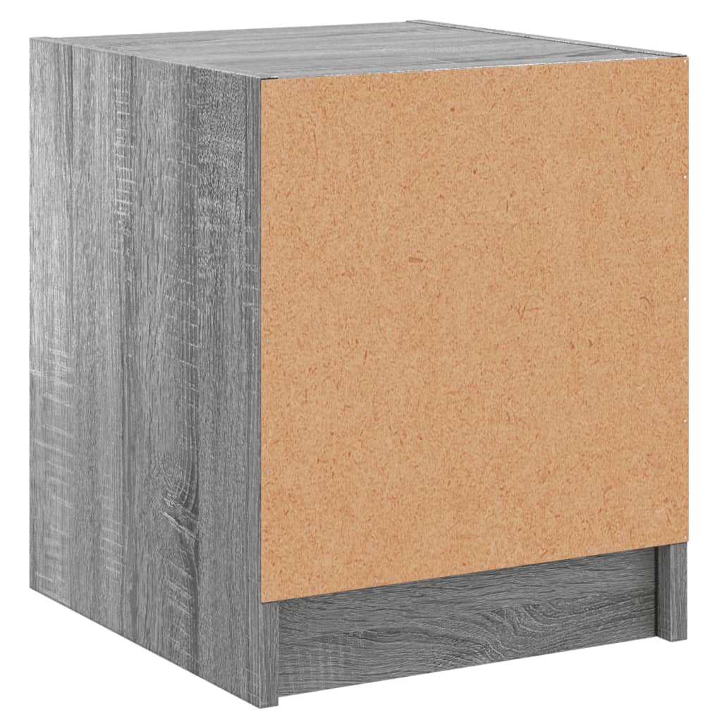 Mesa cabeceira c/ portas vidro 2 pcs 35x37x42cm cinzento sonoma