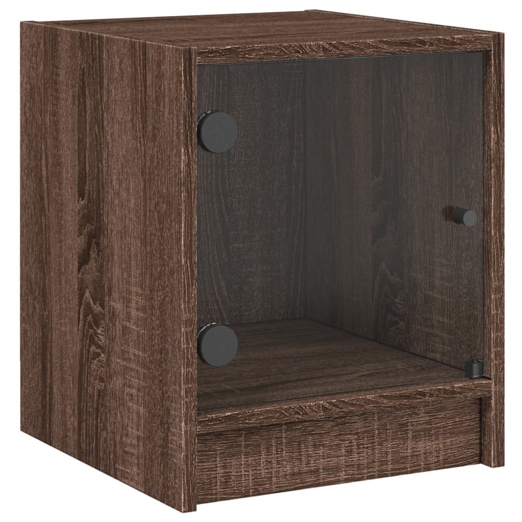 Mesas cabeceira portas vidro 2 pcs 35x37x42cm carvalho castanho