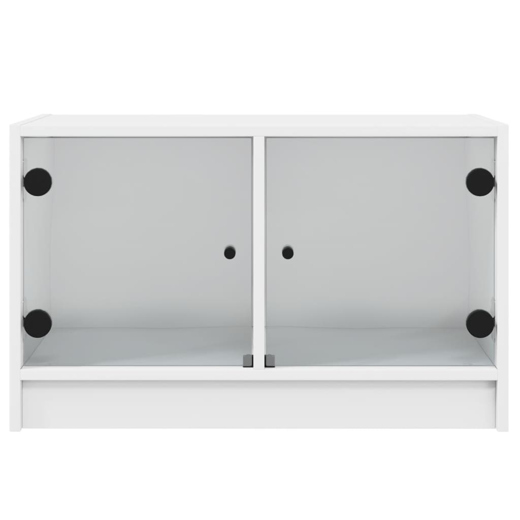 Móvel de TV c/ portas de vidro 68x37x42 cm branco