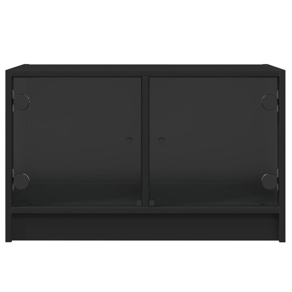 Móvel de TV c/ portas de vidro 68x37x42 cm preto