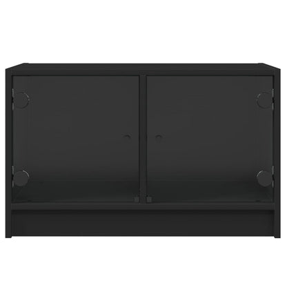 Móvel de TV c/ portas de vidro 68x37x42 cm preto