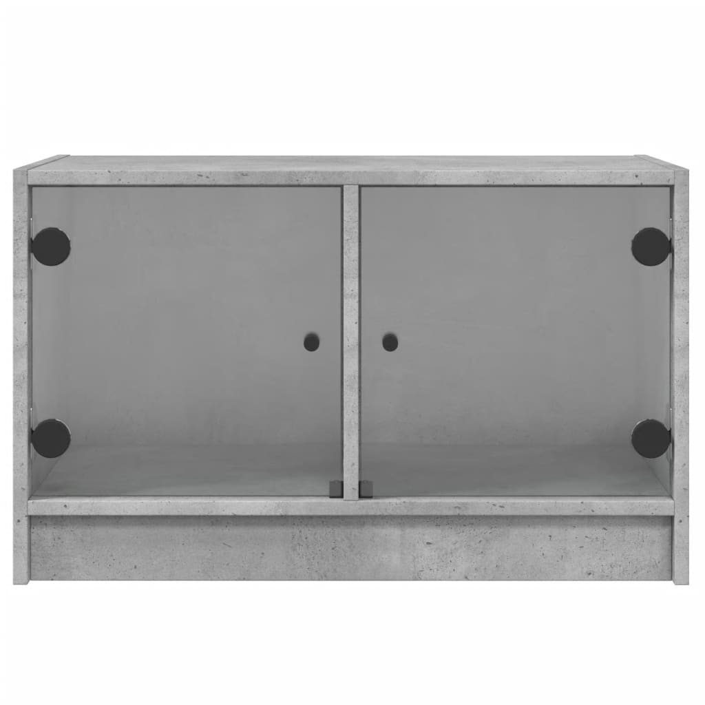 Móvel de TV c/ portas de vidro 68x37x42 cm cinza cimento