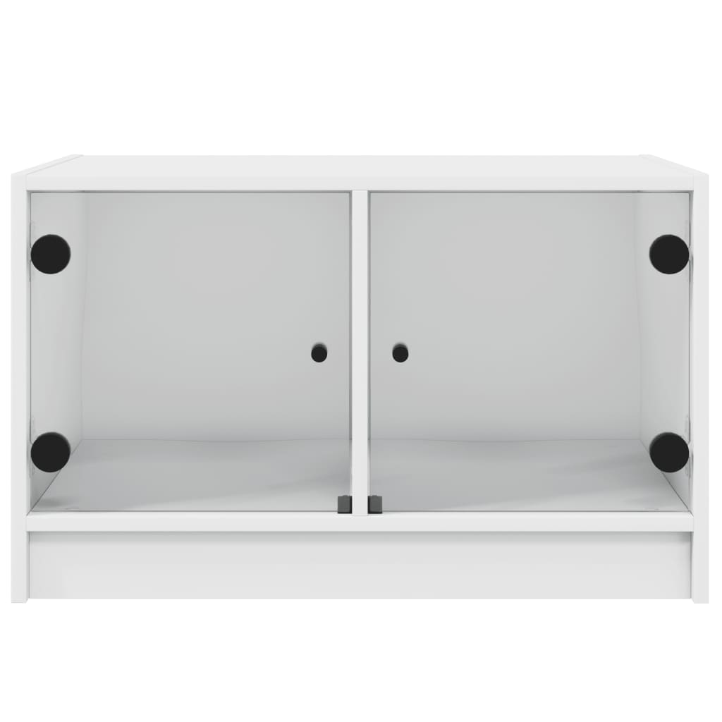 Mesa de centro c/ portas de vidro 68x50x42 cm branco