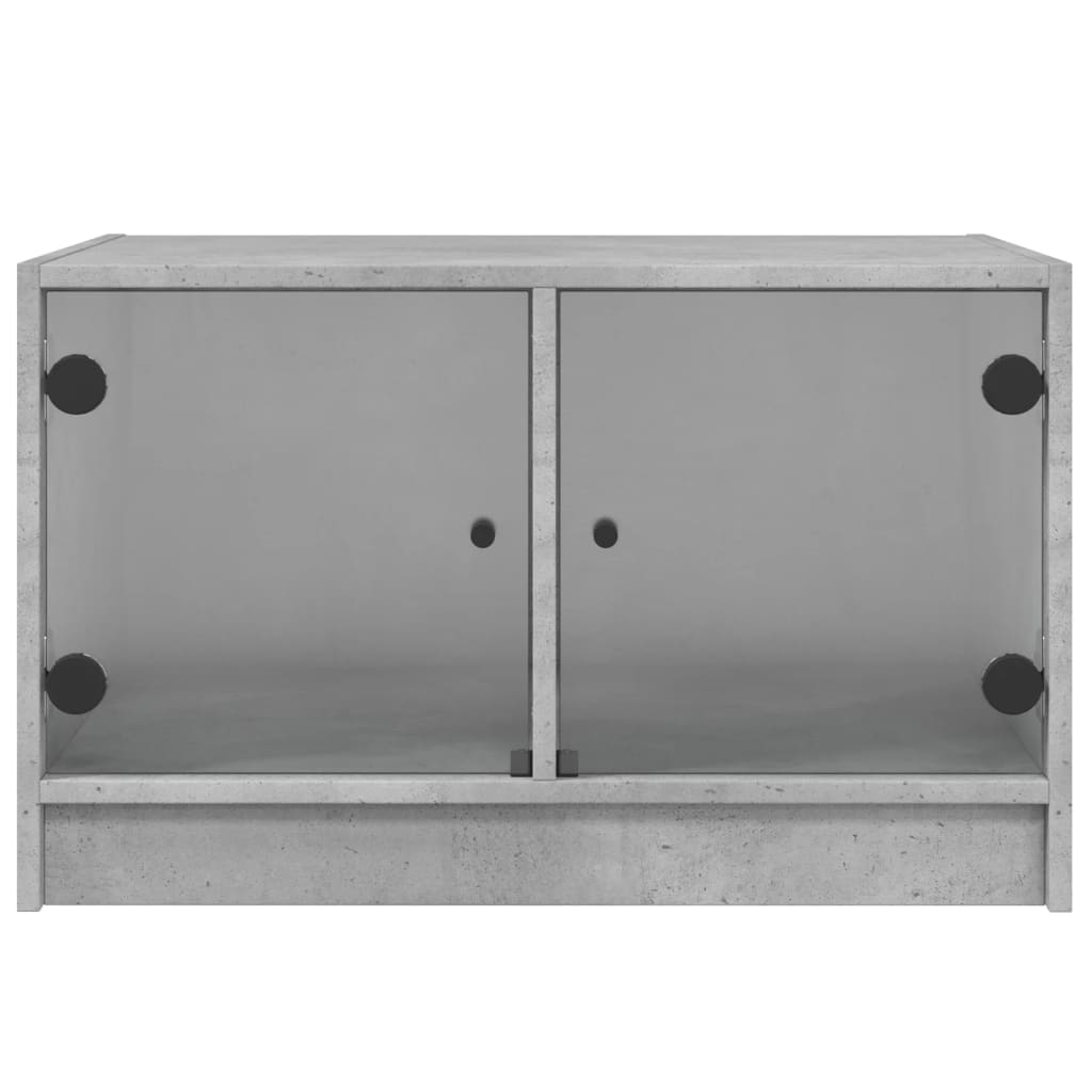 Mesa de centro c/ portas de vidro 68x50x42 cm cinza cimento