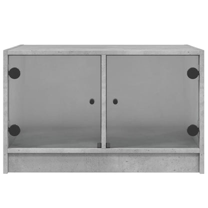 Mesa de centro c/ portas de vidro 68x50x42 cm cinza cimento