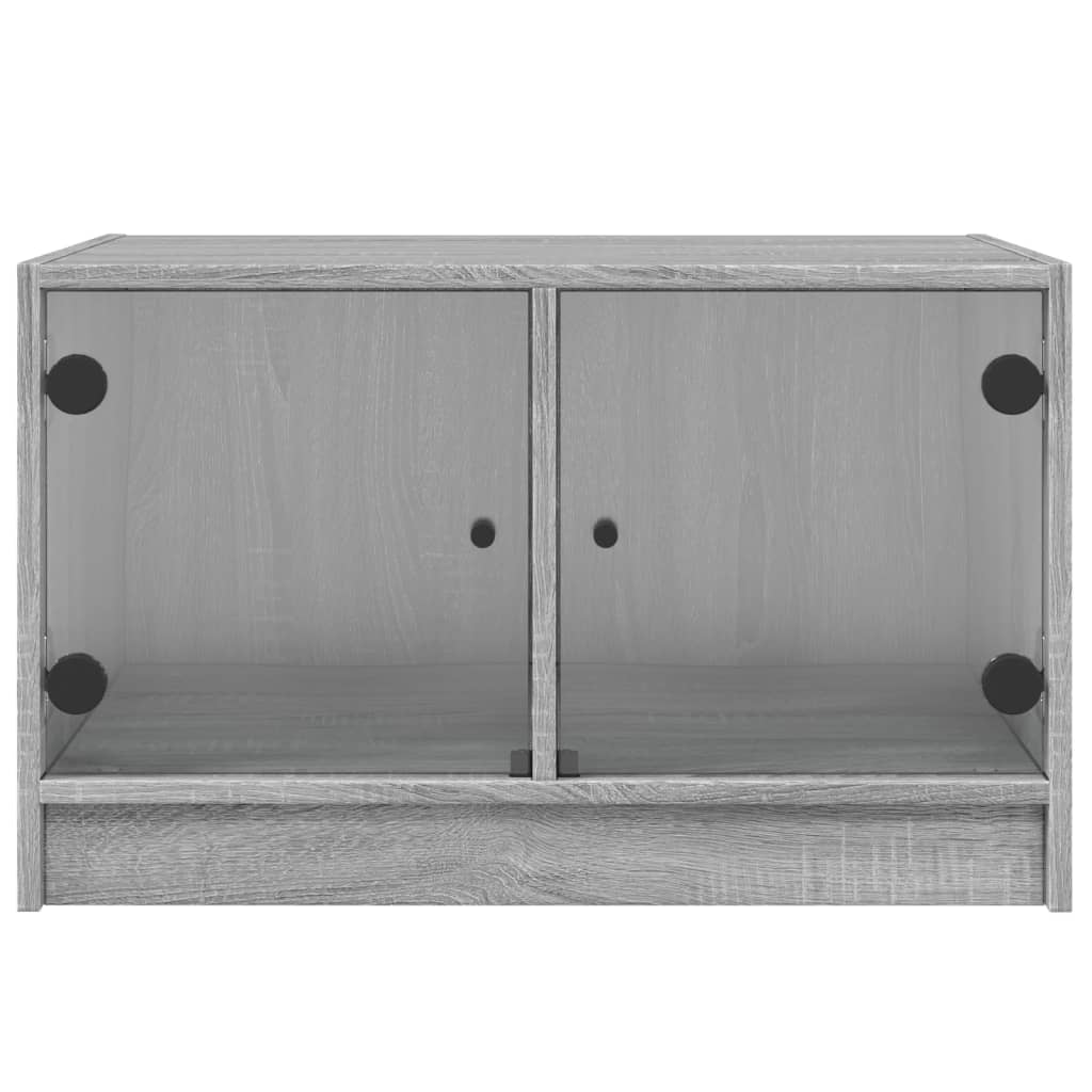 Mesa de centro c/ portas de vidro 68x50x42 cm cinza sonoma