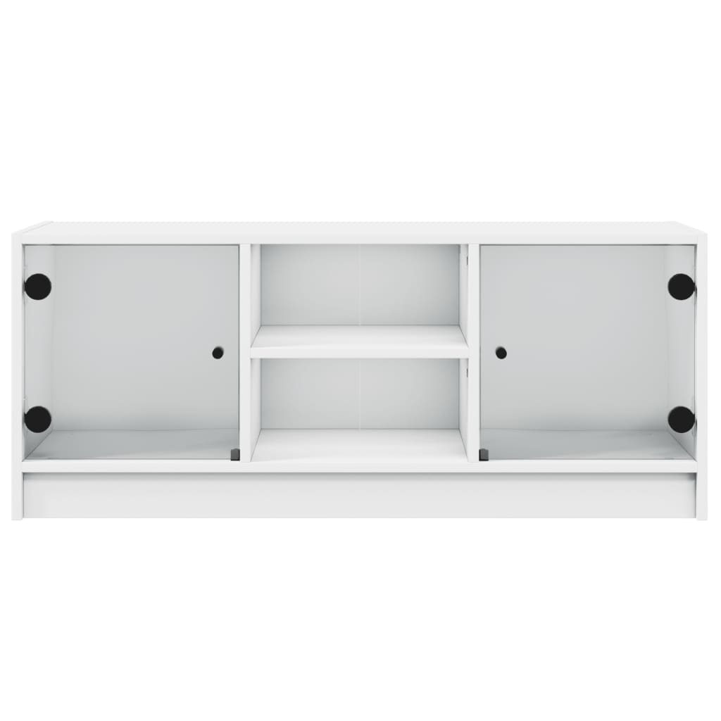 Móvel de TV c/ portas de vidro 102x37x42 cm branco