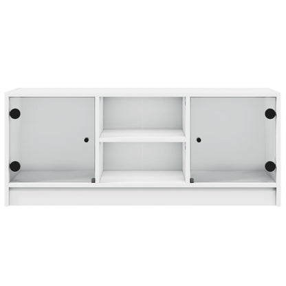 Móvel de TV c/ portas de vidro 102x37x42 cm branco