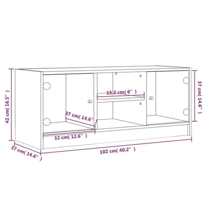 Móvel de TV c/ portas de vidro 102x37x42 cm branco