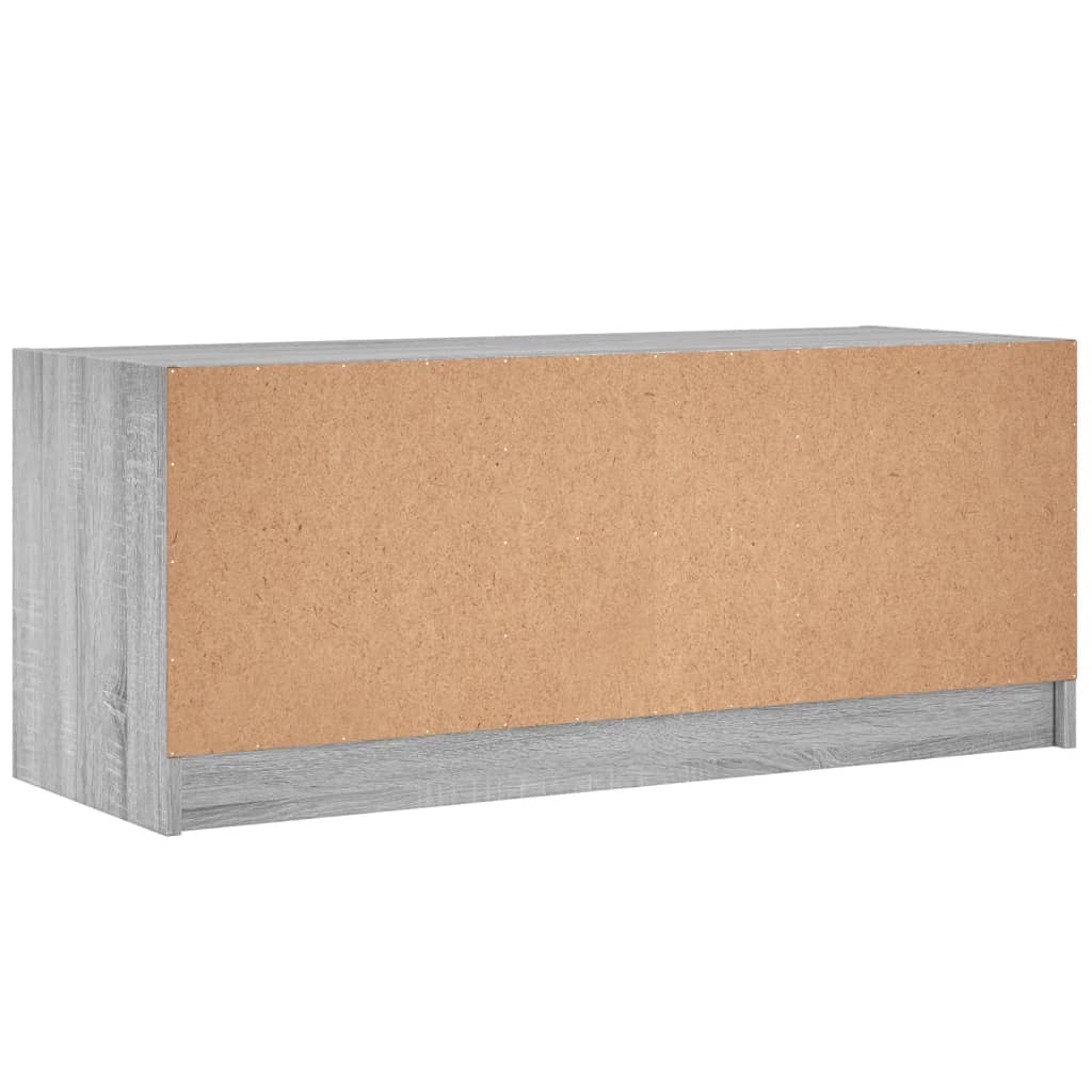 Móvel de TV c/ portas de vidro 102x37x42 cm cinza sonoma