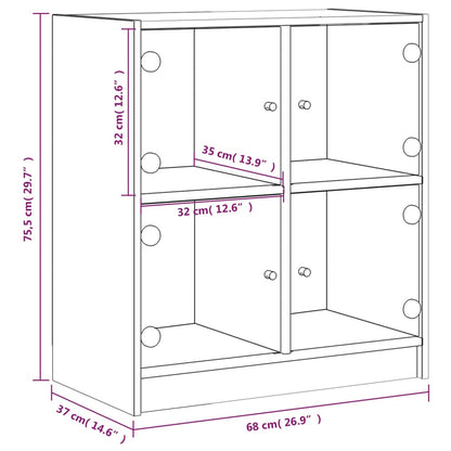 Armário de apoio c/ portas de vidro 68x37x75,5 cm branco