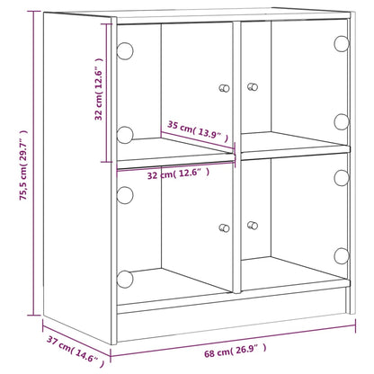 Armário de apoio c/ portas de vidro 68x37x75,5 cm cinza cimento