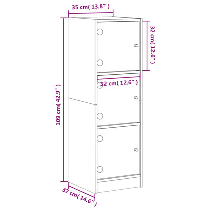 Aparador alto c/ portas de vidro 35x37x109 cm branco