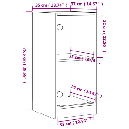 Armário de apoio c/ portas de vidro 35x37x75,5 cm cinza cimento