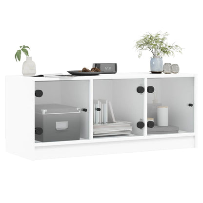 Móvel de TV c/ portas de vidro 102x37x42 cm branco