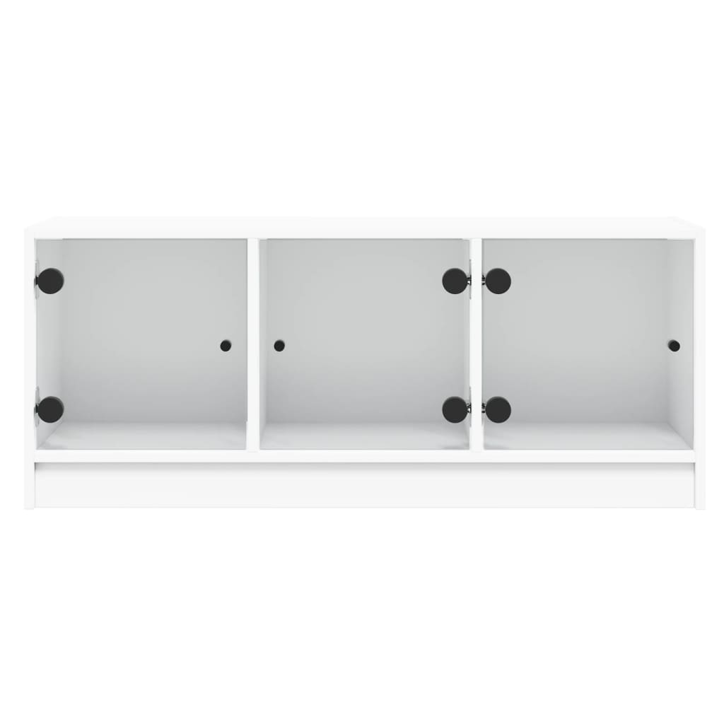 Móvel de TV c/ portas de vidro 102x37x42 cm branco