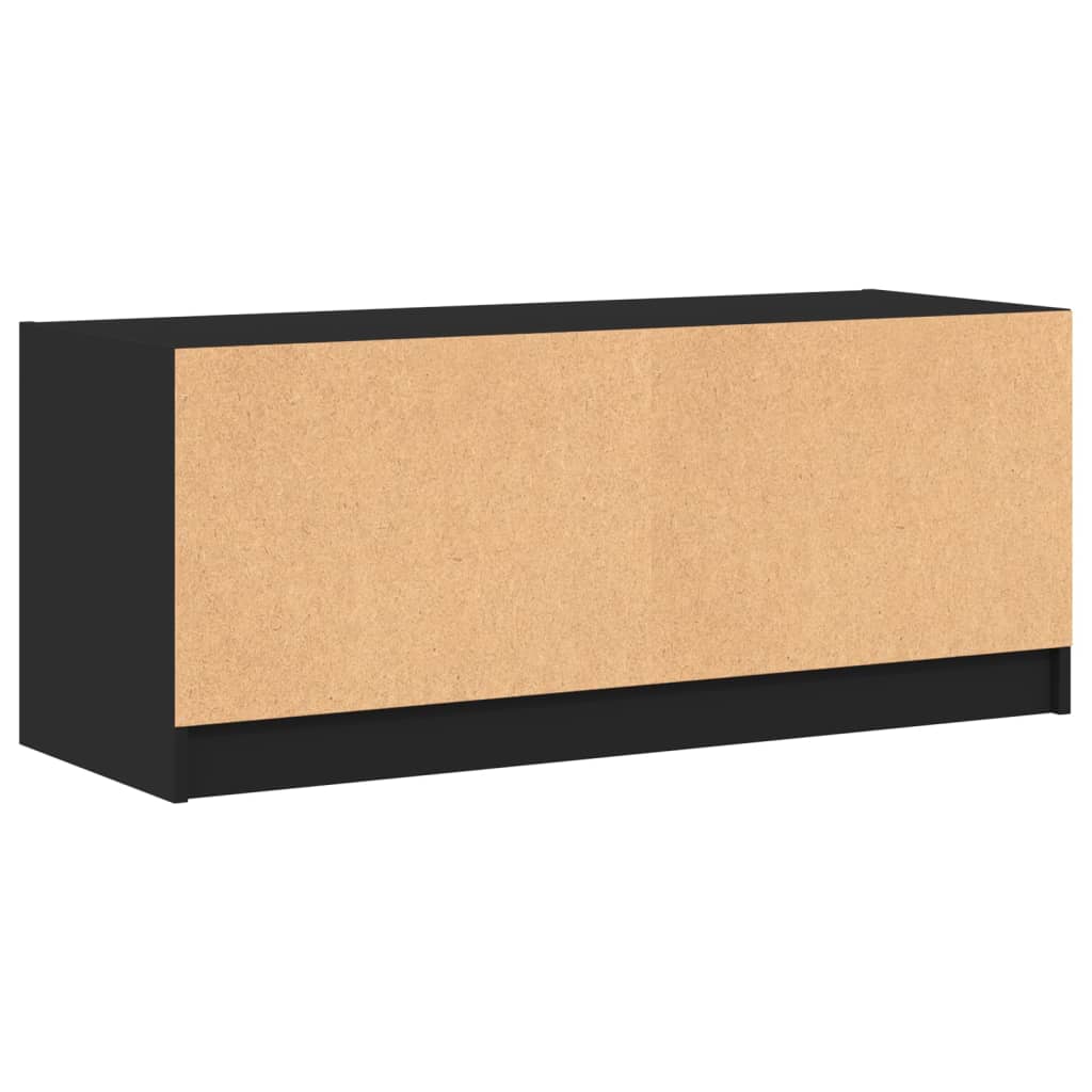 Móvel de TV c/ portas de vidro 102x37x42 cm preto