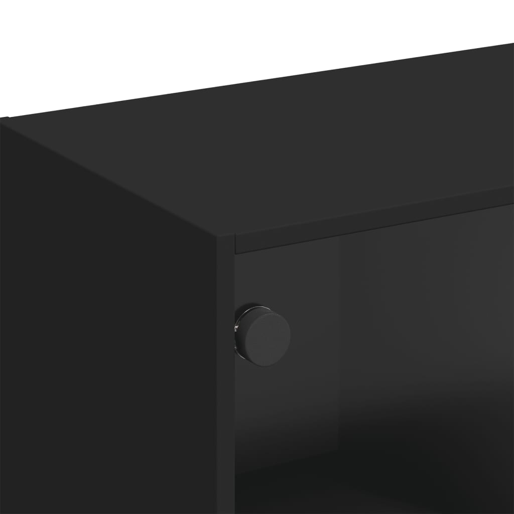 Móvel de TV c/ portas de vidro 102x37x42 cm preto