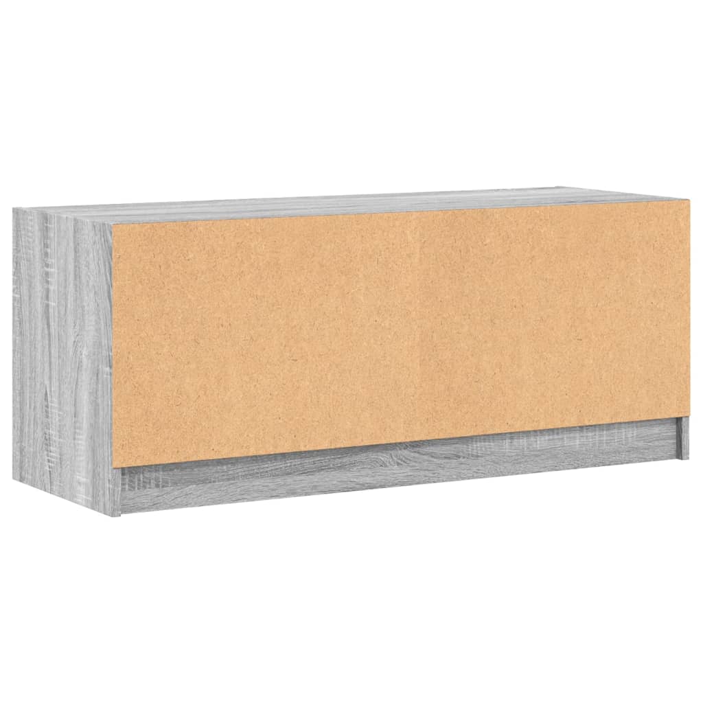 Móvel de TV c/ portas de vidro 102x37x42 cm cinza sonoma