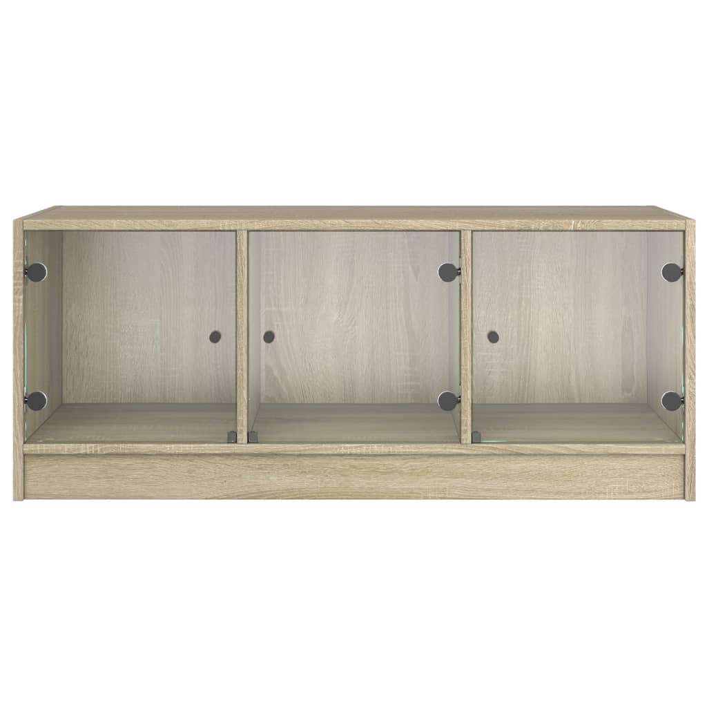 Mesa de centro c/ portas de vidro 102x50x42 cm carvalho sonoma