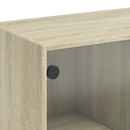 Mesa de centro c/ portas de vidro 102x50x42 cm carvalho sonoma